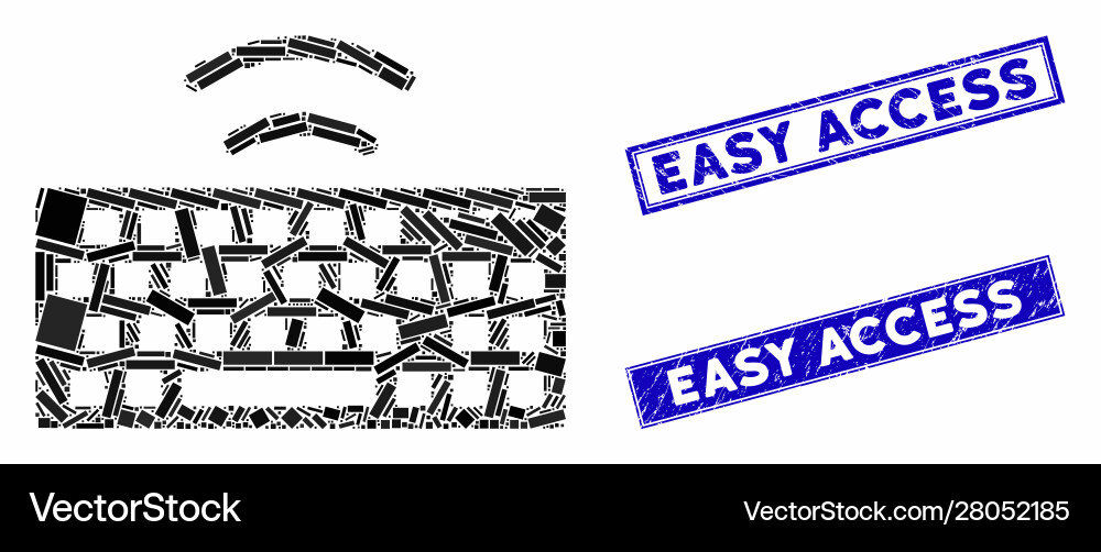 Wireless keyboard mosaic and distress rectangle Wireless keyboard mosaic and distress rectangle vector image