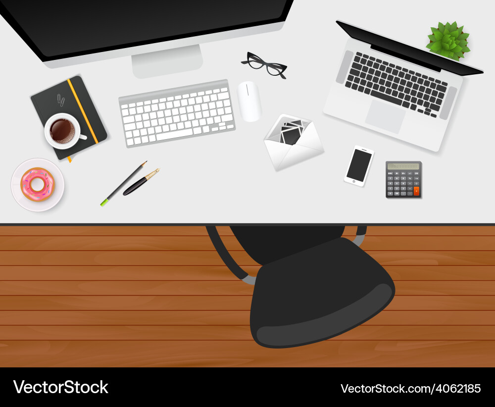 Workplace with isolated objects Vector Image