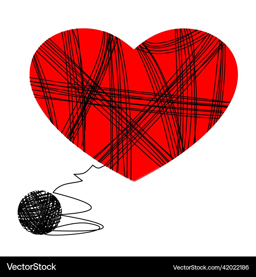 A heart entangled in threads tangle A heart entangled in threads tangle vector image