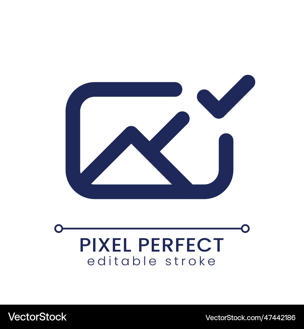 Applied photo file pixel perfect linear ui icon Applied photo file pixel perfect linear ui icon vector image