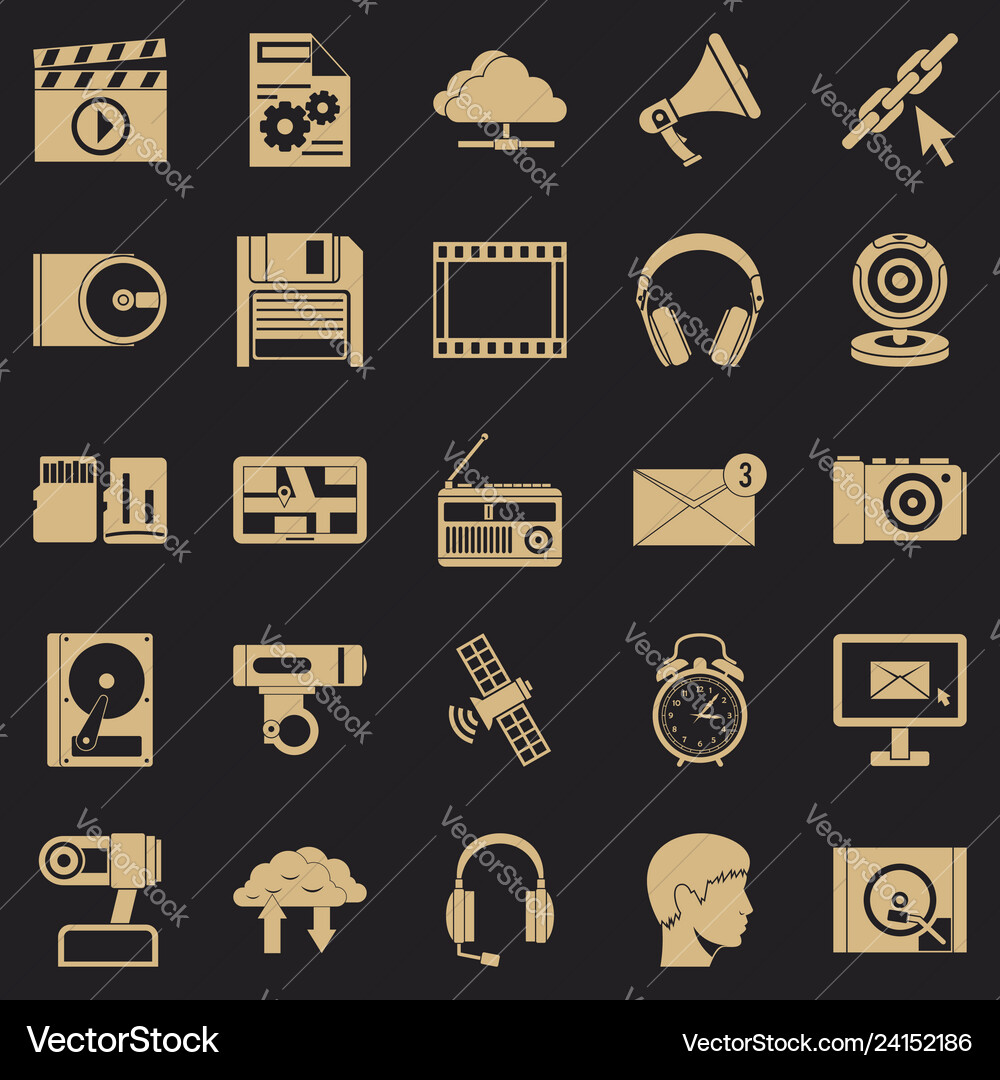Audio icons set simple style Audio icons set simple style vector image