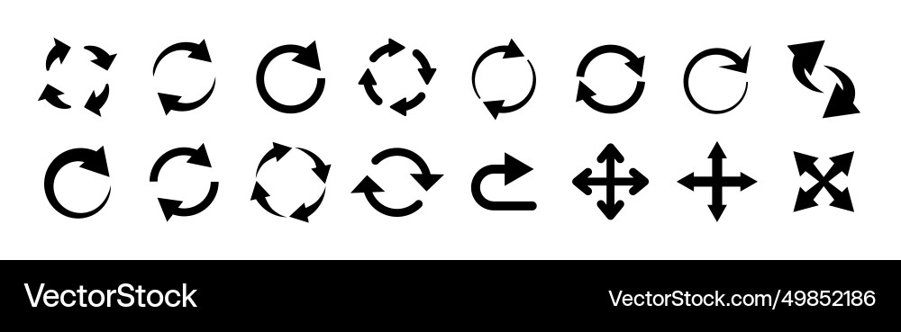 Big circle arrow set pictogram refresh reload vector image