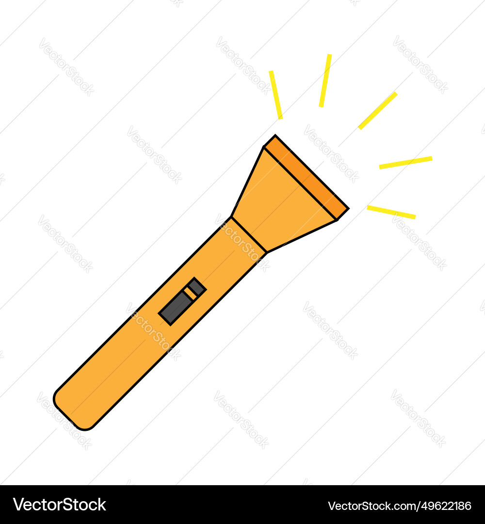 Flat design of flashlight icon simple work tool Flat design of flashlight icon simple work tool vector image