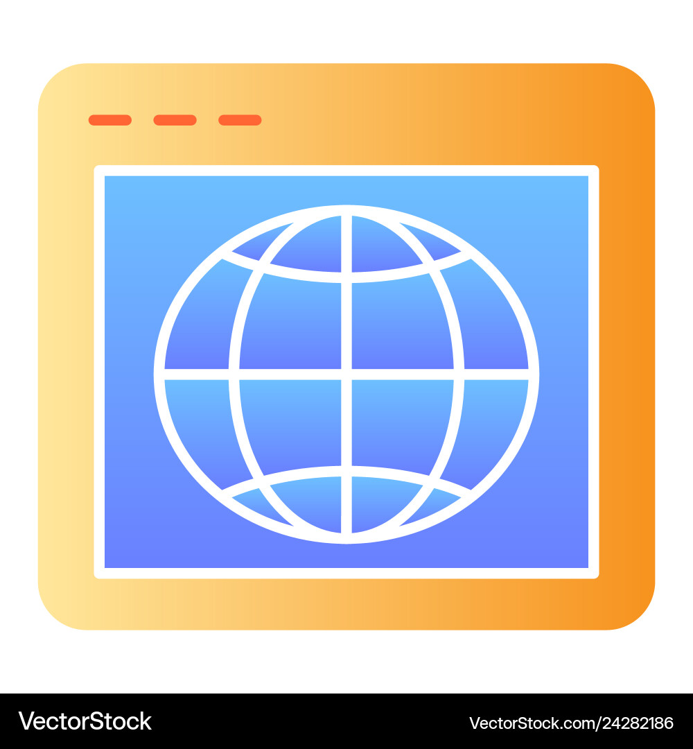 Global search flat icon web page with planet Global search flat icon web page with planet vector image
