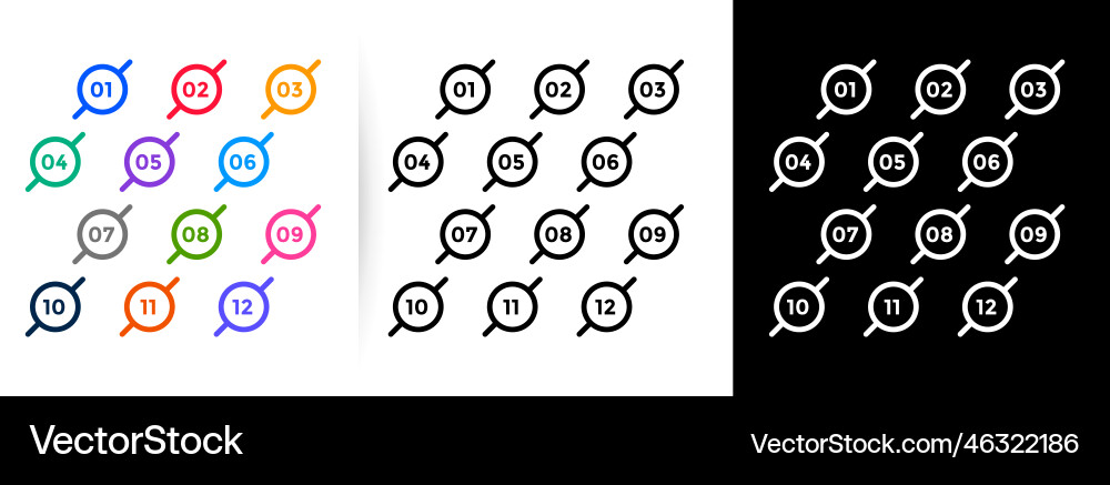 Modern line style numbered bullet points from one vector image