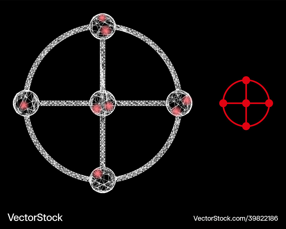 Polygonal 2d mesh circle grid nodes with glare Polygonal 2d mesh circle grid nodes with glare vector image