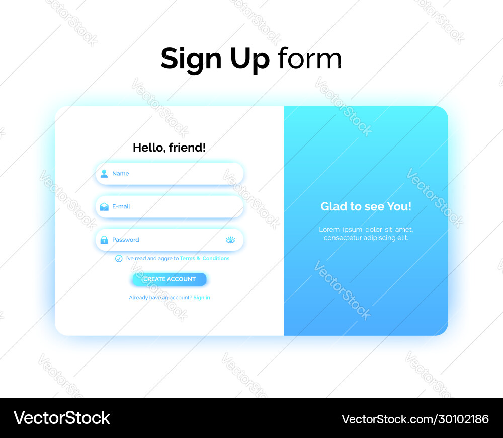 Registration Form UI - Gradient vector image