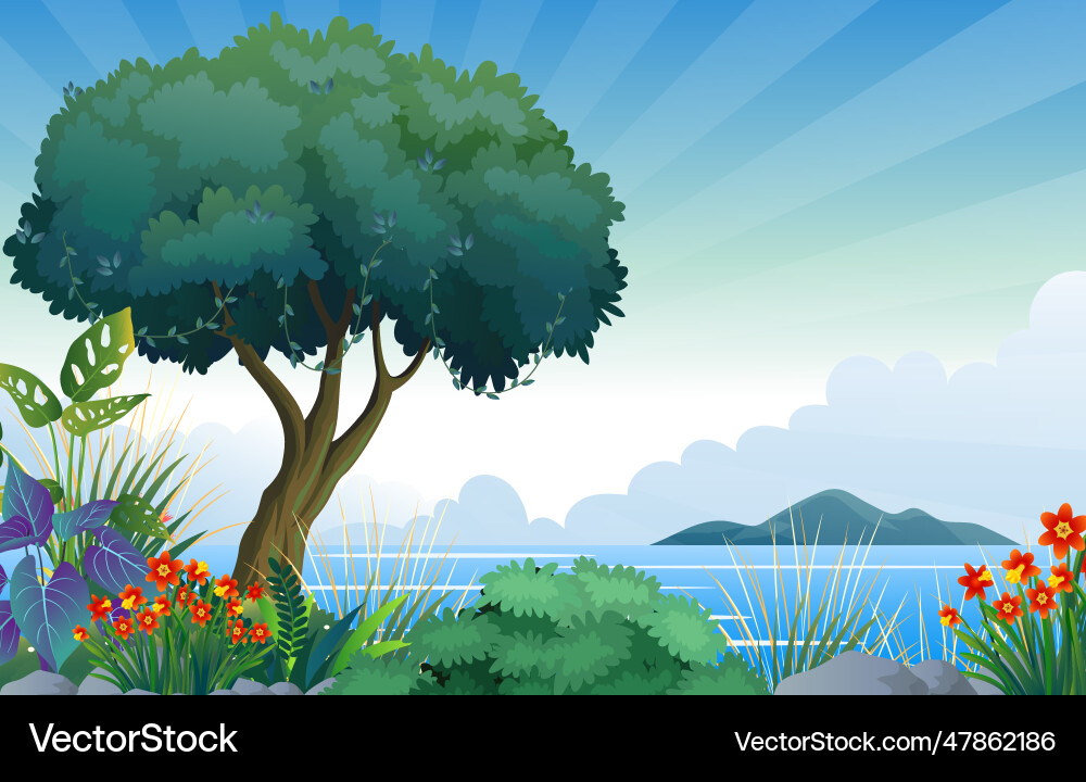 Schöne tropische Insel Hintergrund Schöne tropische Insel Hintergrund vektorbild