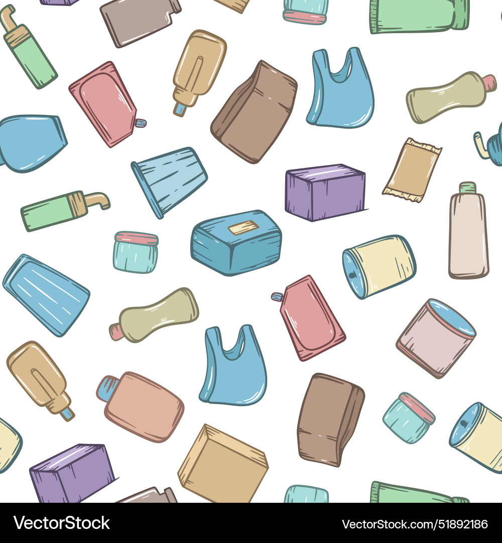 Seamless pattern with different types of packaging Seamless pattern with different types of packaging vector image