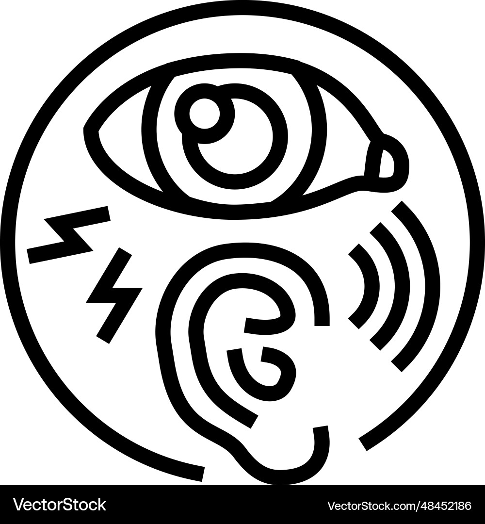Sensitivity light sound disease symptom line icon Sensitivity light sound disease symptom line icon vector image