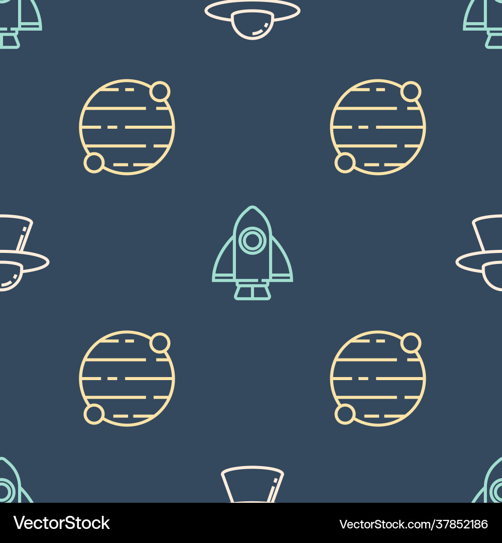 Set line ufo flying spaceship planet and rocket Set line ufo flying spaceship planet and rocket Vector Image