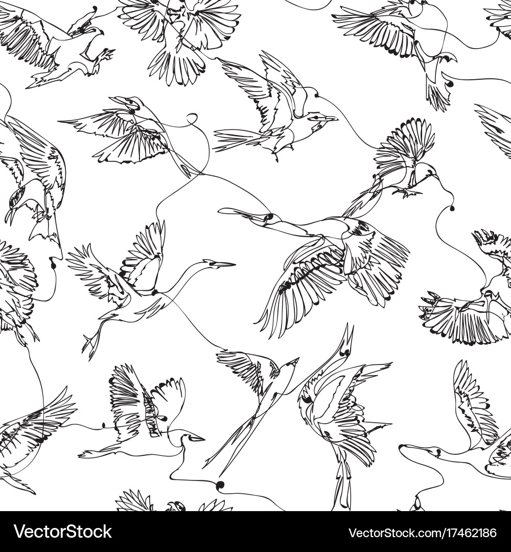 Single Line Bird Pattern vector image