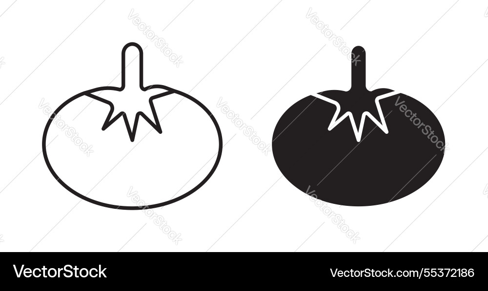 Tomato icon set in thin line for web Vector Image
