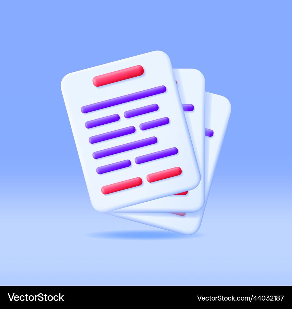 3d white paper stack with text line isolated 3d white paper stack with text line isolated vector image