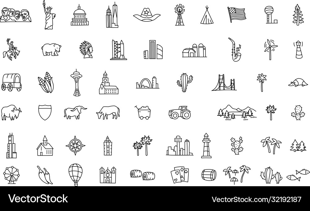 Amerika set icons usa tourist Attraktion Amerika set icons usa tourist Attraktion vektorbild