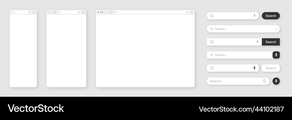 Blank internet browser window with various search Blank internet browser window with various search vector image