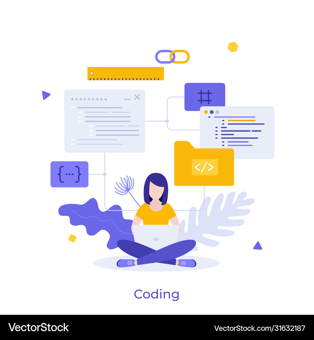 Coder Arbeiten an Laptop vektorbild