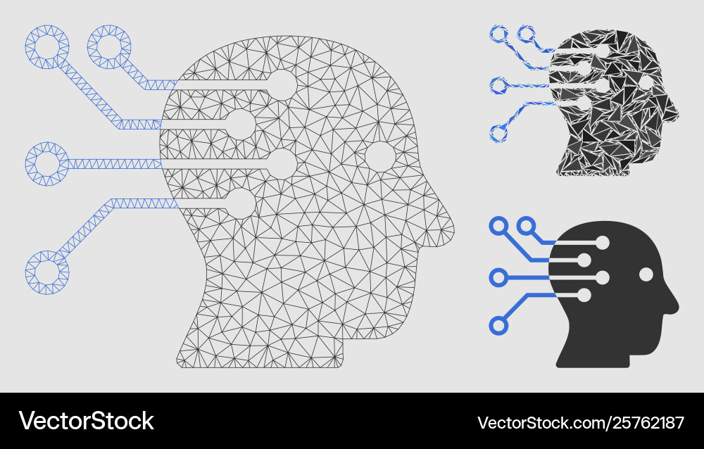 Cyborg brain interface circuit mesh network Cyborg brain interface circuit mesh network vector image