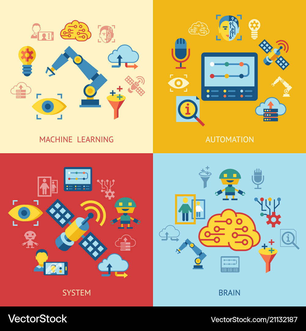 Digital machine learning Digital machine learning vector image
