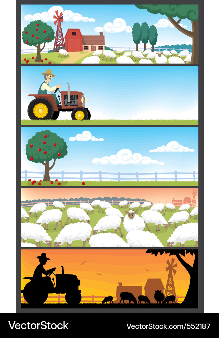Farm landscapes Royalty Free Vector Image - VectorStock