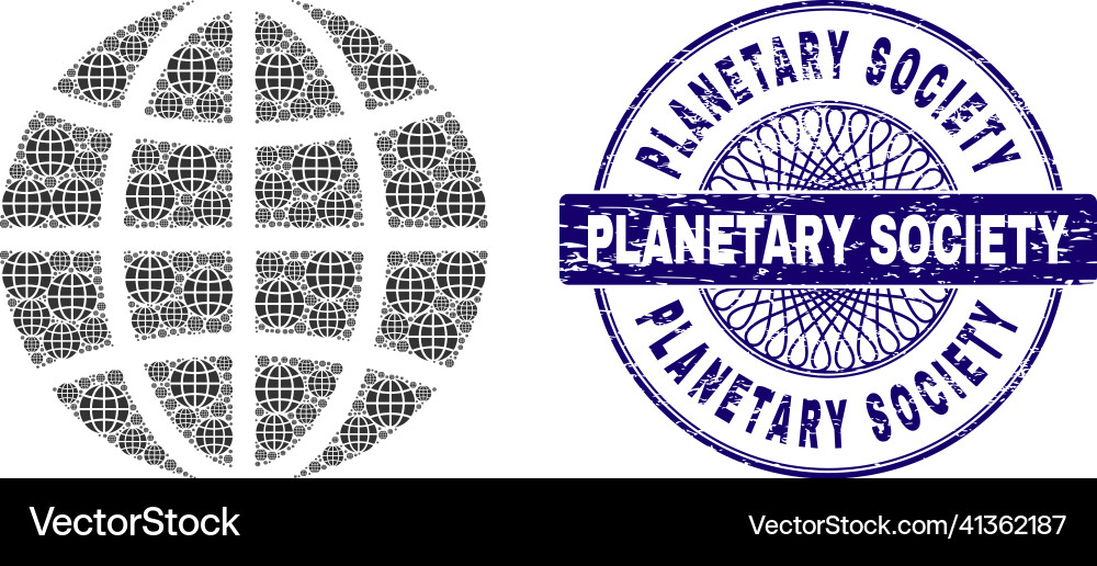 Globe recursion mosaic of items Globe recursion mosaic of items Vector Image