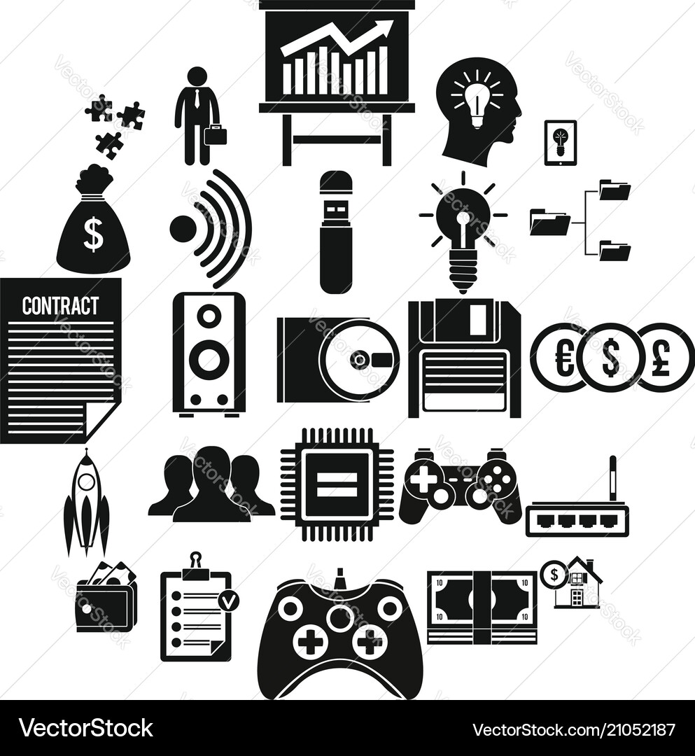It project icons set simple style Vector Image