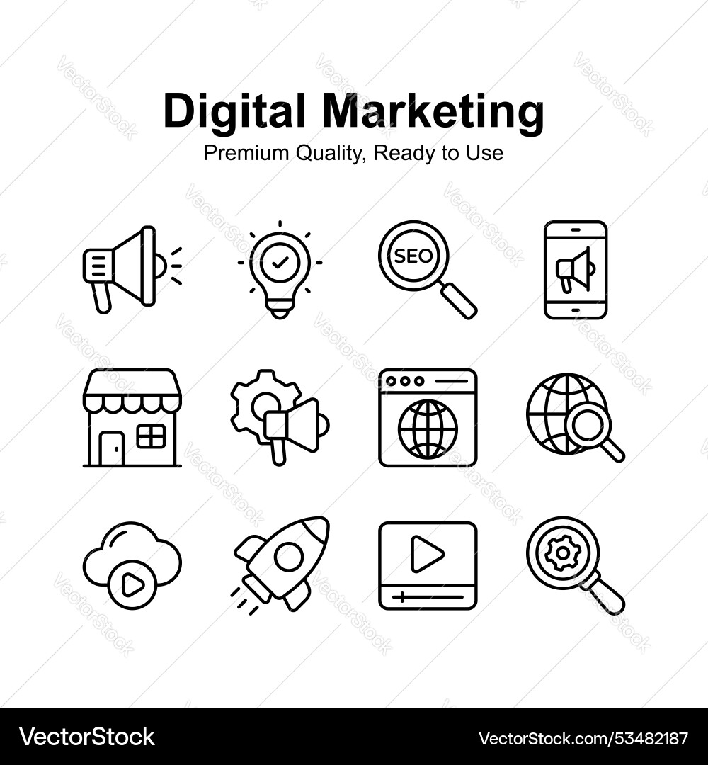 Pack of digital marketing icons in trendy style Pack of digital marketing icons in trendy style vector image