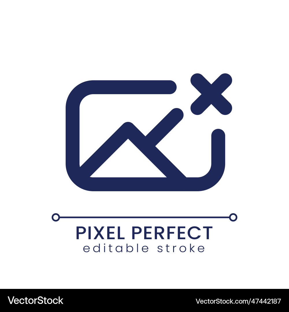 Remove photo file pixel perfect linear ui icon Remove photo file pixel perfect linear ui icon vector image