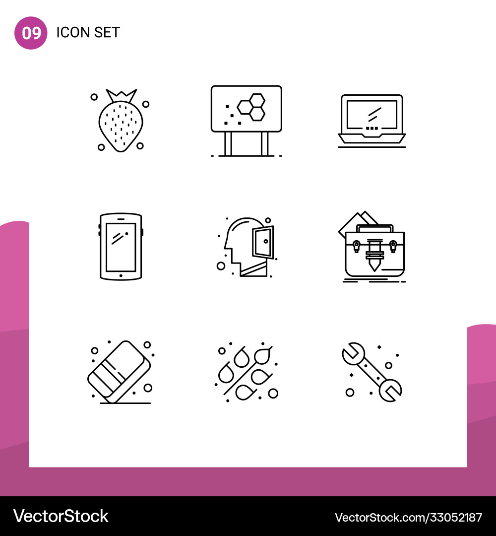 Set 9 outlines on grid for android smart phone Vector Image