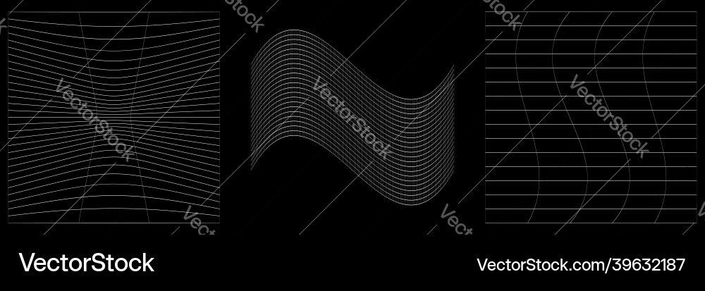 Set of deformed distorted grids meshes flex vector image