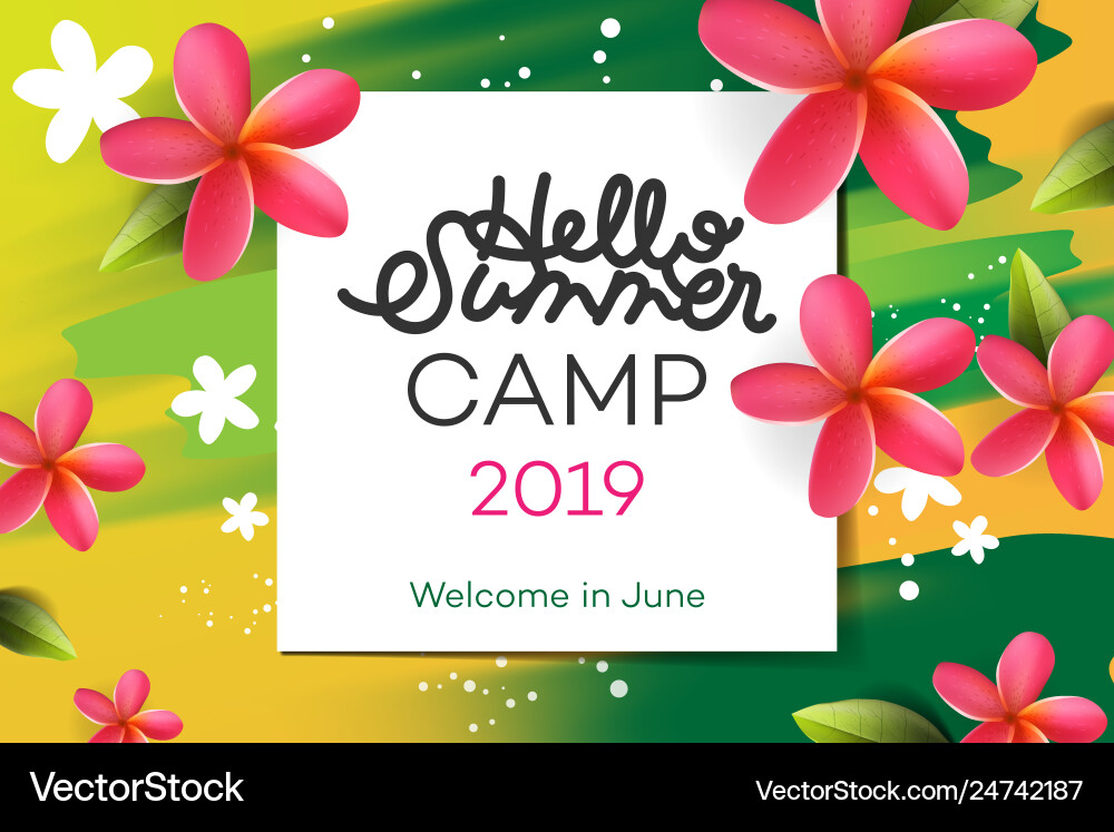 Summer camp 2019 handdrawn lettering in square Summer camp 2019 handdrawn lettering in square vector image