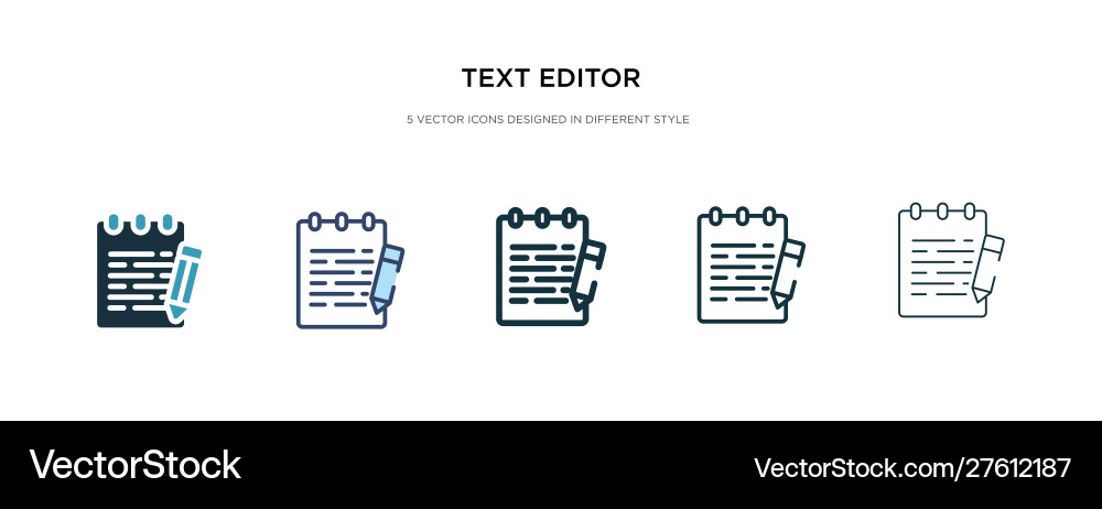 Text editor icon in different style two colored Text editor icon in different style two colored vector image