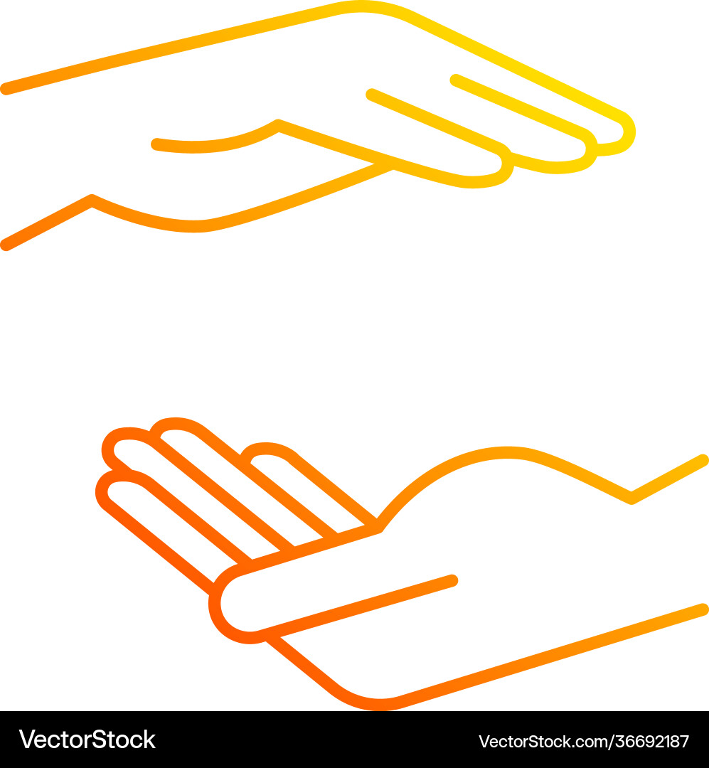 Two hands holding something gradient linear icon Two hands holding something gradient linear icon Vector Image