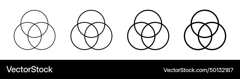 Venn diagram wireframe three overlapping circles vector image