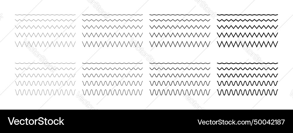 Zigzag and wave horizontal lines of different Zigzag and wave horizontal lines of different vector image