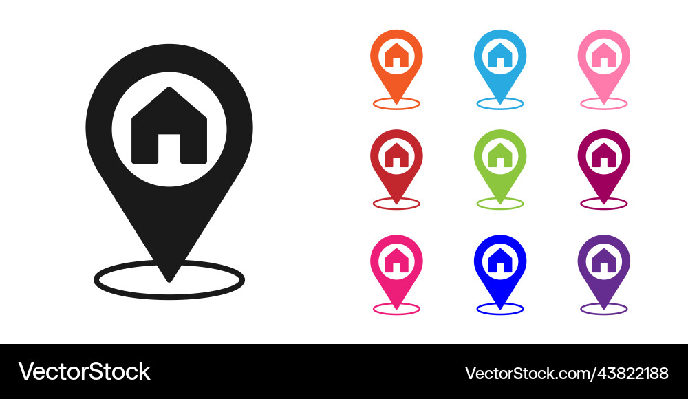 Black map pointer with house icon isolated Black map pointer with house icon isolated vector image