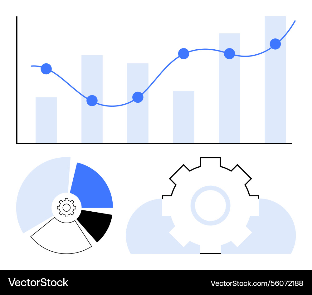 Business data trends with bar graph pie chart Business data trends with bar graph pie chart Vector Image