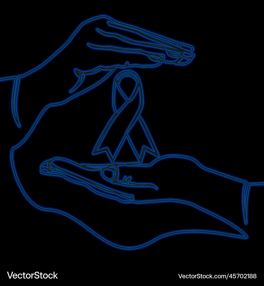 Continuous line hand with support symbol neon Continuous line hand with support symbol neon vector image