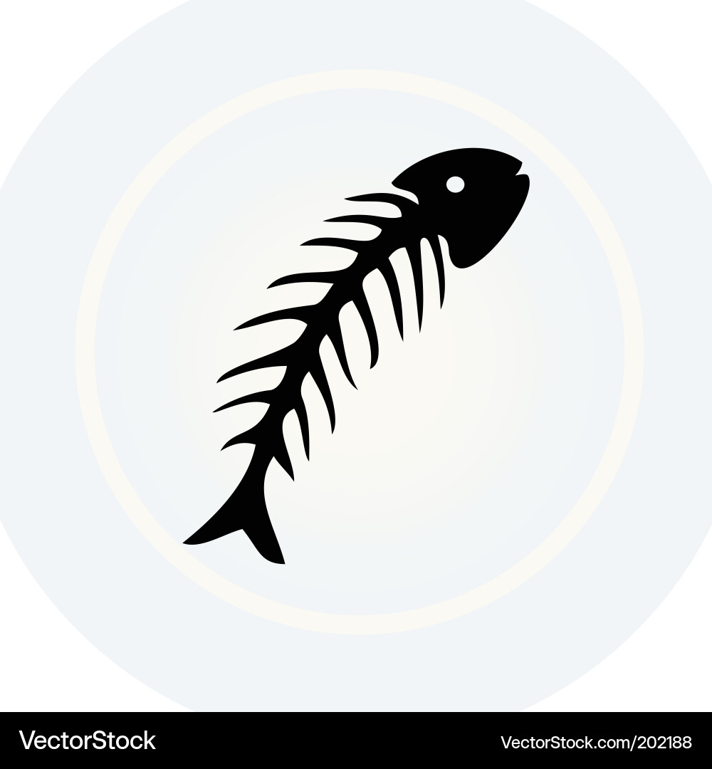 Fish Bone on Plate Vector Image