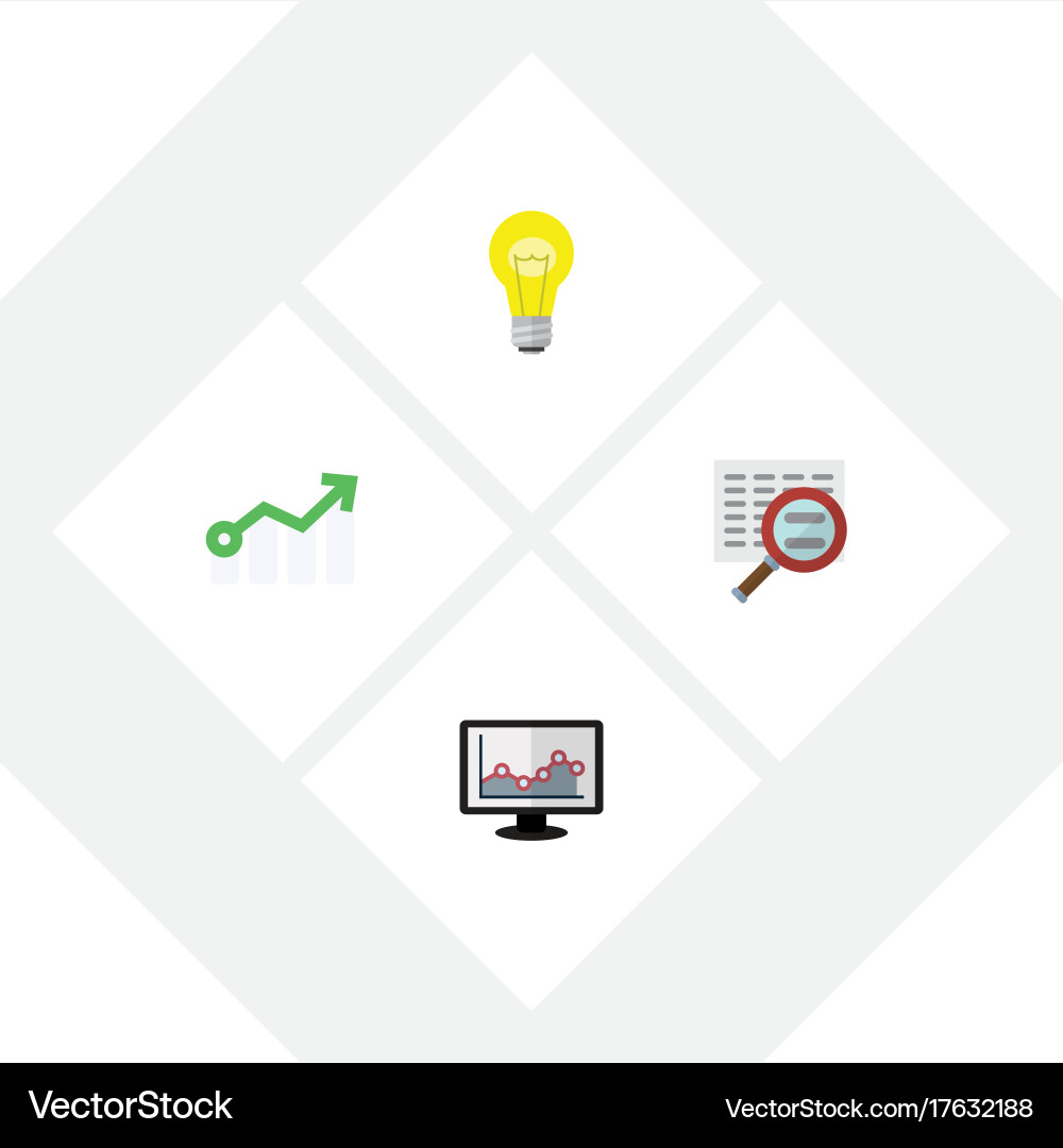 Flat icon incoming set of growth chart scan Vector Image