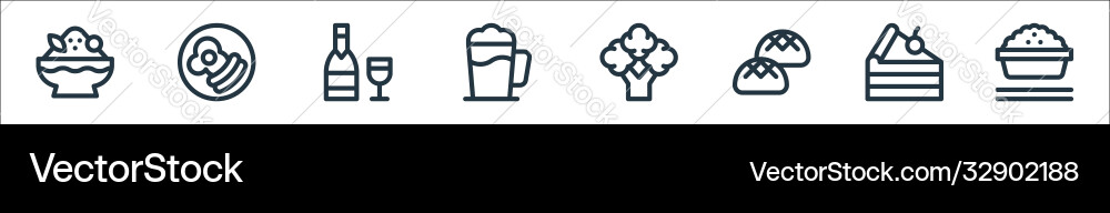 Gastronomy line icons linear set quality Vector Image