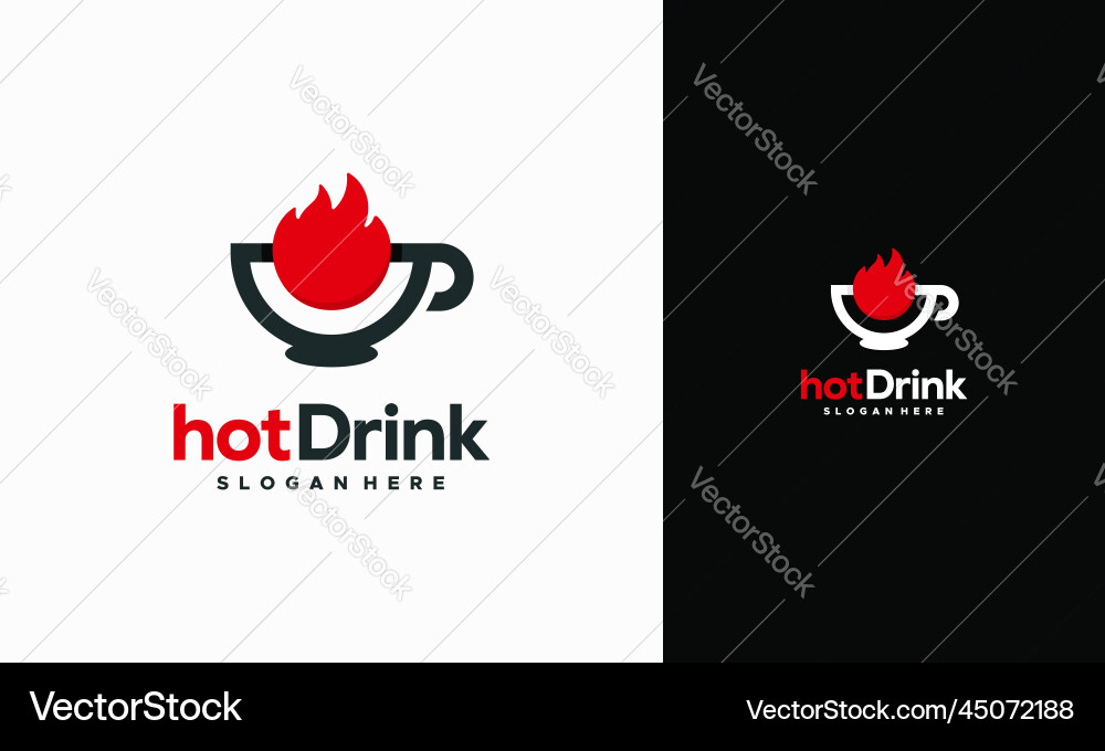 Heiße Tasse Logo Designs Konzept Feuer trinken Heiße Tasse Logo Designs Konzept Feuer trinken vektorbild