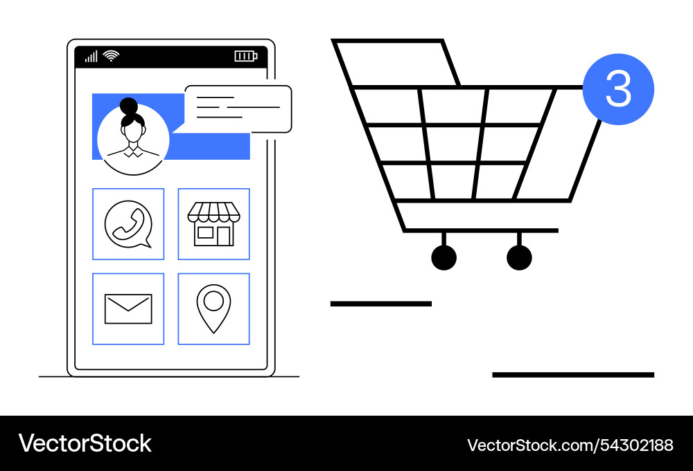 Mobile shopping app interface with chat bubble Mobile shopping app interface with chat bubble vector image