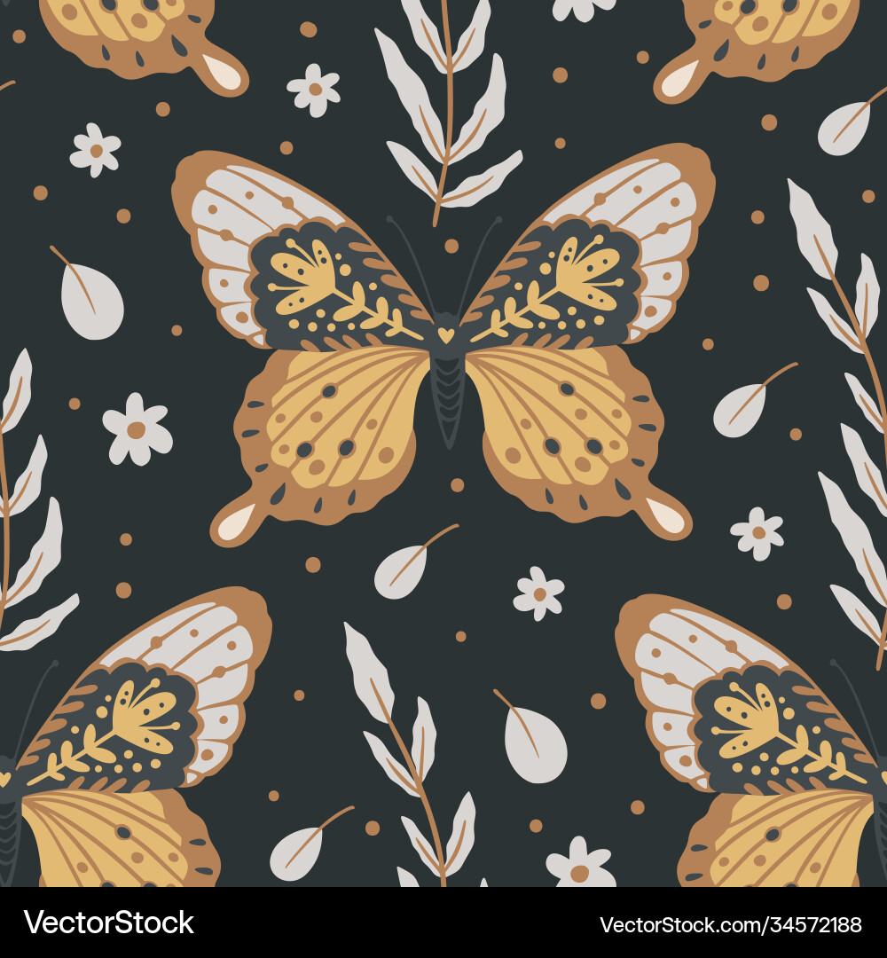 Moth seamless pattern Moth seamless pattern vector image