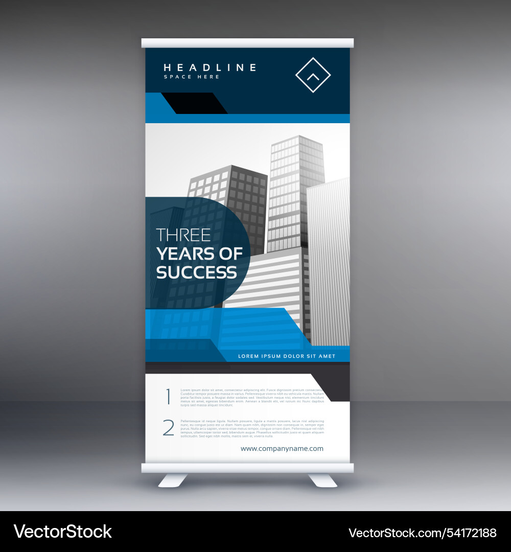 Roll up display banner with geometric shapes Vector Image