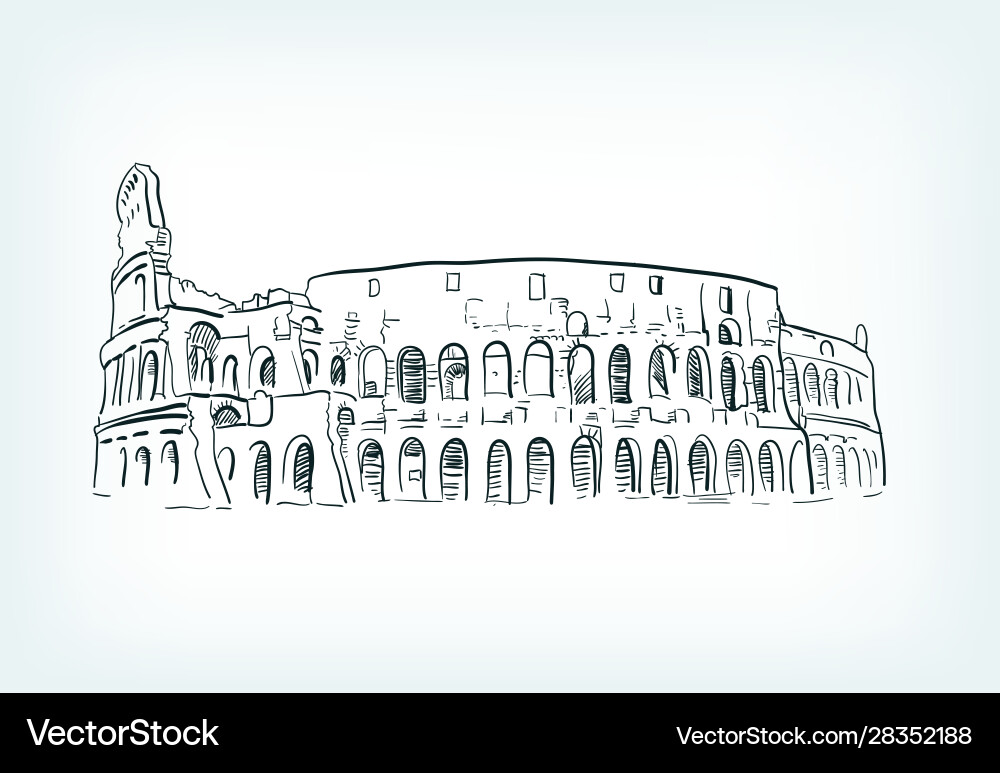 Rome sketch coliseum line isolated art vector image