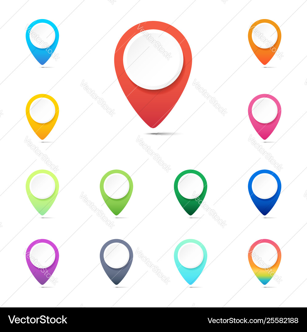 Set colorful navigation pins gps location Set colorful navigation pins gps location vector image