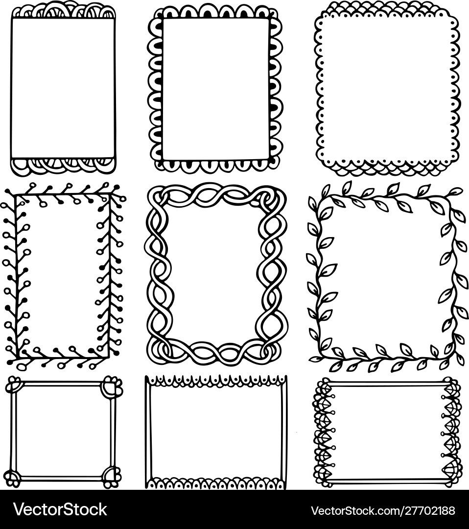 Set doodle black borders Set doodle black borders vector image