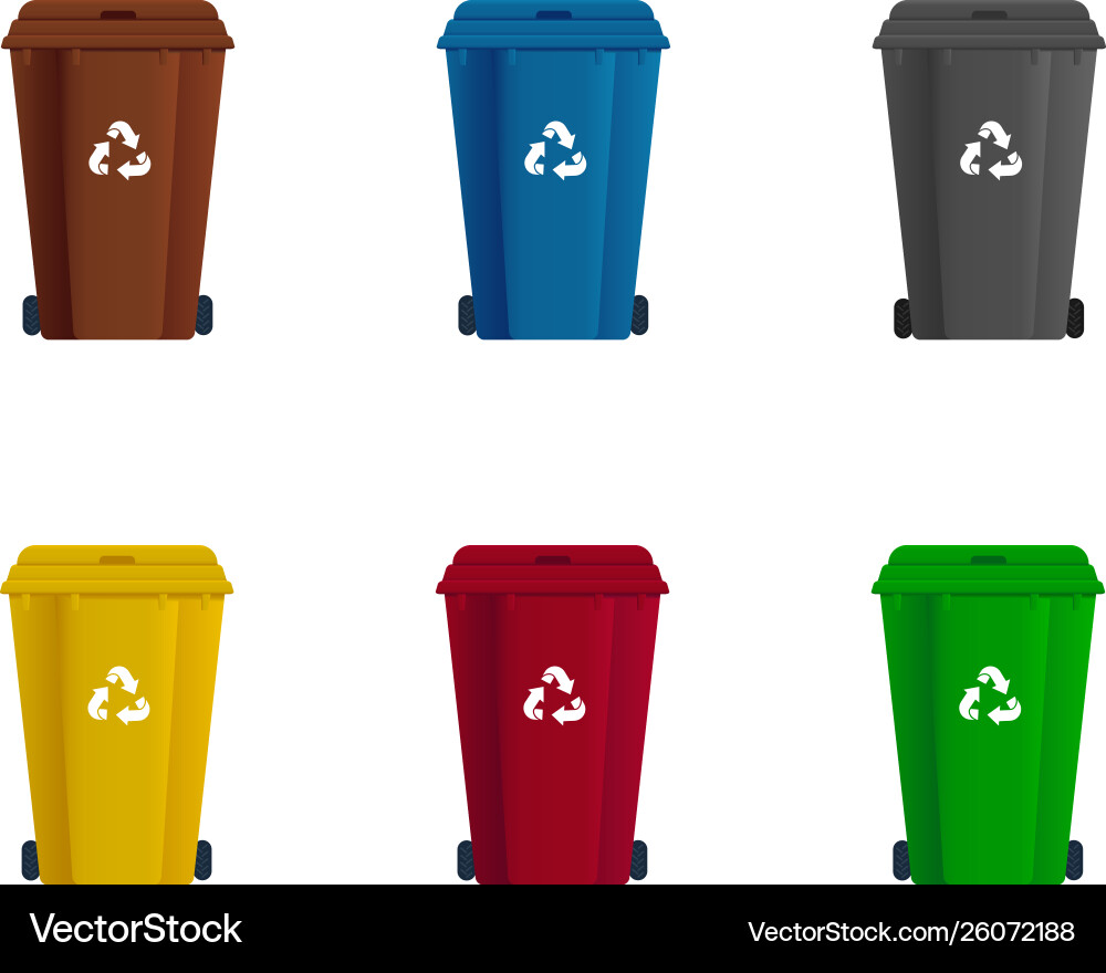 Set dumpster or trash can sorting garbage vector image
