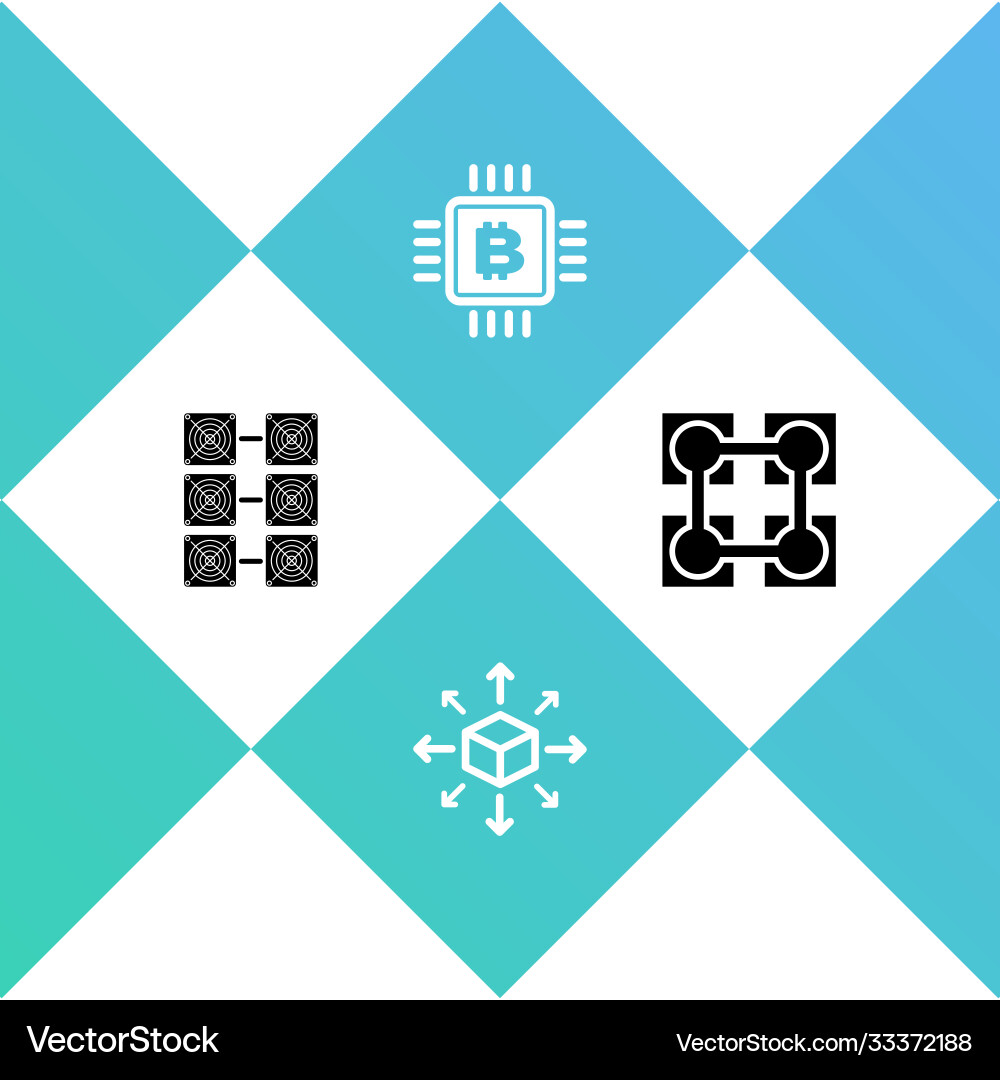 Set mining farm distribution cpu Set mining farm distribution cpu vector image